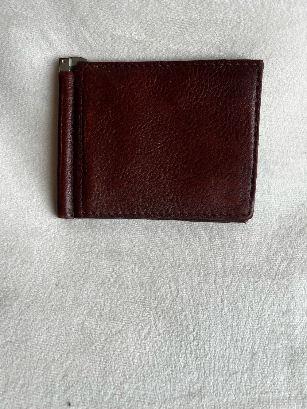 Neiman Marcus Dark Brown Leather Money Clip Wallet